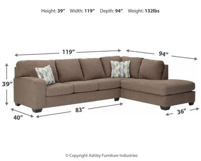Dalhart Benchcraft 2-Piece Sectional with Chaise