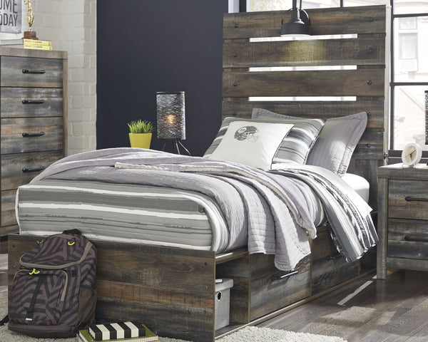 Signature Design by Ashley Drystan Twin Panel Bed with 4 Storage Drawers